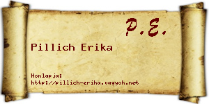 Pillich Erika névjegykártya